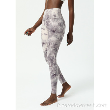 pantalon de fitness à neuf points de yoga tie-dye taille haute